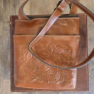 Patricia Nash Brown Embossed Leather Crossbody Bag